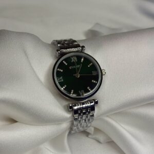 CURREN CIRCULAR SILVER WATCH WITH GREEN WATCH DIAL