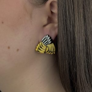 SILVER & GOLD TRIANGLE EARRINGS