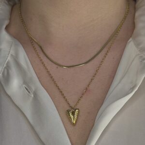 DOUBLE CHAIN NECKLACE GOLD HEART