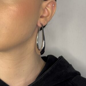 SILVER ASYMMETRICAL HOOP EARRINGS