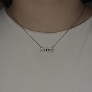 SILVER OVAL WITH DIAMOND NECKLACE