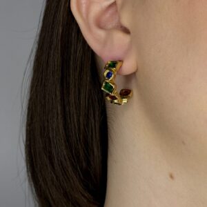 GOLD WITH COLORED DIAMOND EARRINGS