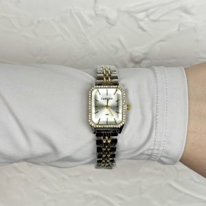 TIMELESS SQUARED SILVER & GOLD WATCH